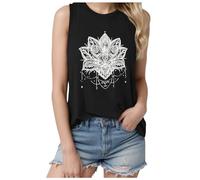 Womens Mandala Vintage Fashion Graphic Racerback Tank Tops Summer Casual Loose O-Neck Tanks Vest Classic-Fit Shirt Cami 2025 New Blouses for Women UK Tops for Women UK