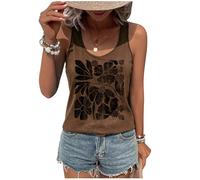 Womens Mandala Vintage Graphic Racerback Tank Tops Summer Casual Loose O-Neck Tanks Vest Vacation Classic-Fit Shirt Cami, Floral Brown 4, XL