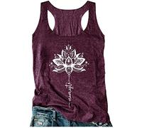 Womens Mandala Vintage Graphic Racerback Tank Tops Summer Casual Loose O-Neck Tanks Vest Vacation Classic-Fit Shirt Cami, Mandala Lotus-purple, XL