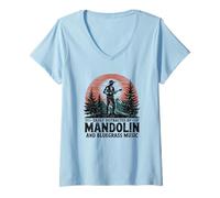 Womens Mandolin Acoustic Bluegrass Humor Quote V-Neck T-Shirt