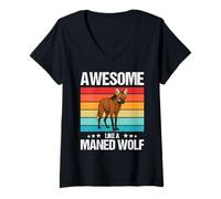 Womens Maned Wolves Awesome Like a Maned Wolf V-Neck T-Shirt