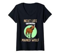 Womens Maned Wolves Next Life i Want to be a Maned Wolf V-Neck T-Shirt