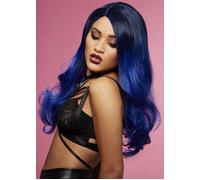 Kids Halloween Long Dark Blue Deluxe Gothic Corpse Bride Style Fancy Dress Wig