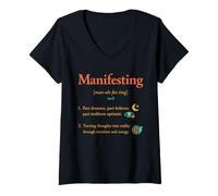 Women's Manifesting Definition Dreamer Believer Optimist Mindset V-Neck T-Shirt