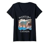 Womens Manitoba Arctic Tundra Canada White Polar Bear Souvenir Men V-Neck T-Shirt