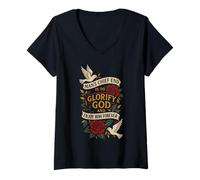 Womens Man's Chief END is to Glorify GOD and Enjoy HIM Forever V-Neck T-Shirt