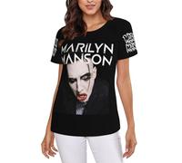 Women's Manson Rock Band Marilyn Multi-Sided Printing T-Shirts Soft Crewneck Shirt for Women Summer Minimalist & Versatile Multicoloured XL