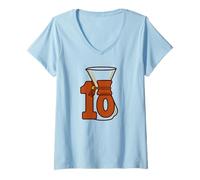 Women's Manual Brew Coffee 10 Year Anniversary, Retro Chemex Style V-Neck T-Shirt