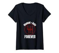 Womens Manual Gearbox Stick Shift Car Culture Design V-Neck T-Shirt