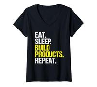 Women's Manufacturing Operator Eat Sleep Routine V-Neck T-Shirt
