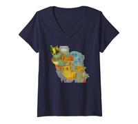 Womens Map of Persian Empire Design, Ancient Persian Art V-Neck T-Shirt