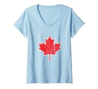 Womens Maple Leaf Canadian Flag Symbol Canada Country Canadians V-Neck T-Shirt
