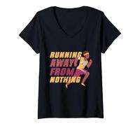 Women's Marathon Marathoner Running Running Away from Nothing V-Neck T-Shirt