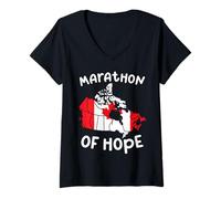 Womens Marathon of Hope Proud Canadian Maple Leaf Canada Day 2025 V-Neck T-Shirt