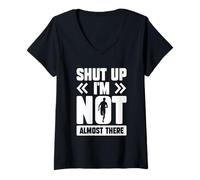 Womens Marathon Runner Running Funny Shut Up I’m Not Almost There V-Neck T-Shirt
