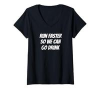 Womens Marathon Spectator's Motto: Run Faster, So We Can Drink V-Neck T-Shirt