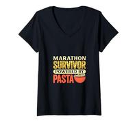 Womens Marathon Survivor Powered by Pasta V-Neck T-Shirt