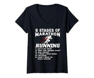 Women's Marathons Runner Life Dedication Determination Marathon Race V-Neck T-Shirt