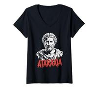 Womens Marc Aurel Ataraxia Stoic Philosopher V-Neck T-Shirt