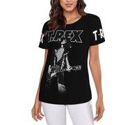 Women's Marc *Bolan-Rock Group Rex Multi-Sided Printing T-Shirts Soft Crewneck Shirt for Women Summer Minimalist & Versatile Multicoloured S