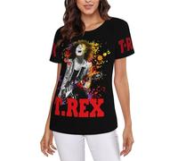 Women's Marc *Bolan-Rock Group Rex Multi-Sided Printing T-Shirts Soft Crewneck Shirt for Women Summer Minimalist & Versatile Multicoloured S