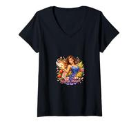 Women's March Magic Floral Empowered Woman Art V-Neck T-Shirt