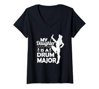 Womens Marching Band Tee My Daughter is The Drum Major V-Neck T-Shirt