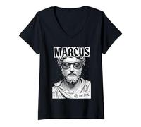 Women's Marcus Aurelius Funny Philosophy Get Stoic Vintage Punk V-Neck T-Shirt