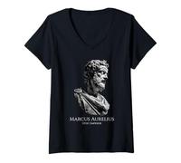 Women's Marcus Aurelius Statue Bust Stoic Emperor Roman Philosophy V-Neck T-Shirt