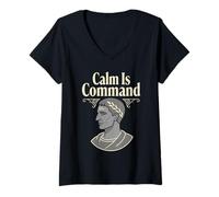 Women's Marcus Aurelius Stoicism Stoic Philosophy Roman Philosopher V-Neck T-Shirt