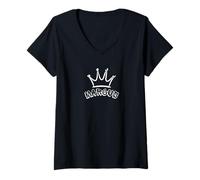 Women's Marcus Name Cool Graffiti - Royal Crown for King Marcus V-Neck T-Shirt