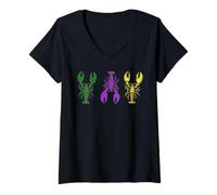 Womens Mardi Gras Crawfish Costume Mardi Gras Carnival New Orleans V-Neck T-Shirt