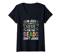 Womens Mardi Gras IM JUST HERE for The Beads Dont Judge V-Neck T-Shirt