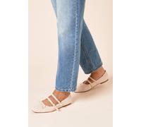 Margaret Faux Suede Cross Strap Mary Jane Flat Ballet Pumps Dorothy Perkins Beige 7