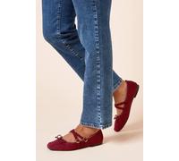 Margaret Faux Suede Cross Strap Mary Jane Flat Ballet Pumps Dorothy Perkins Burgundy 5