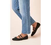 Margaret Faux Suede Cross Strap Mary Jane Flat Ballet Pumps Dorothy Perkins Natural Black 7