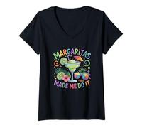 Women's Margaritas Made Me Do It Funny Drinking Cinco De Mayo V-Neck T-Shirt