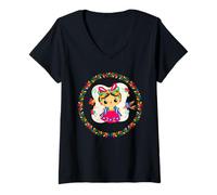 Womens Maria Lele The Mexican Culture Doll Muñeca Mexicana V-Neck T-Shirt