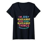 Womens Marianne Here Doing Marianne Things Funny Marianne Name V-Neck T-Shirt