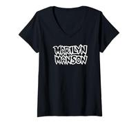 Womens Marilyn Manson - Logo V-Neck T-Shirt