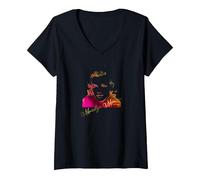 Women's Marilyn Monroe_011 V-Neck T-Shirt, Black, Small