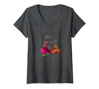 Women's Marilyn Monroe_011 V-Neck T-Shirt, Dark Heather Grey, Large