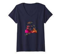 Women's Marilyn Monroe_011 V-Neck T-Shirt, Navy Blue, XX-Large
