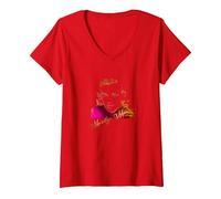 Women's Marilyn Monroe_011 V-Neck T-Shirt, Red, Large
