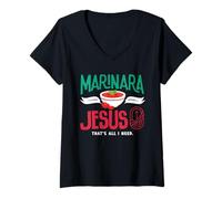 Women's Marinara Italian Food Jesus Thats All I Need V-Neck T-Shirt