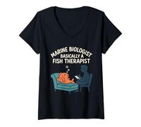 Womens Marine Biologist Oceanographer Deep Sea Nerd Science Pride V-Neck T-Shirt