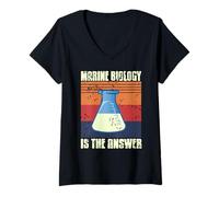 Womens Marine Biology Holds The Key Retro Science V-Neck T-Shirt