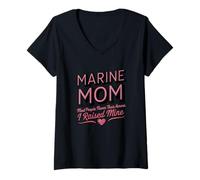 Womens Marine Mom Most People Never Their Heroes V-Neck T-Shirt
