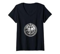 Women's Maritime Anchor in Storm Nautical with Lighthouse V-Neck T-Shirt