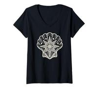 Womens Maritime Christmas Shell with Star Winter Compass Ocean Art V-Neck T-Shirt